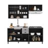 Cozinha Americana Modulada Balcão 120cm para Pia Sem Tampo Balcão 80cm Aéreo 120cm 3 Portas Armário Geladeira Compacta 4 Peças Paris - 5