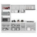 Ver imagem 4 de Cozinha Meena 5 Peças Armários Aéreos Torre Quente Balcões c/ Tampo Rodapé Branco/Creme 250073