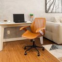 Ver imagem 2 de Cadeira de Escritório Ergonômica Giratória Diretor Executiva Couro Saragoça Office Cor:caramelo