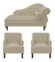 Ver imagem 1 de Divã Larissa 150 cm e 2 Poltronas Genesis Suede Bege
