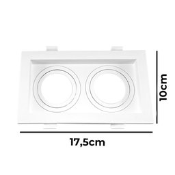 Spot Duplo Embutir Quadrado Recuado Dicroica Mr16 Branco - 3