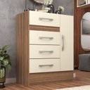 Ver imagem 1 de Cômoda Sapateira Grande Duquesa 4 Gavetas 1 Porta Castanho/Off White