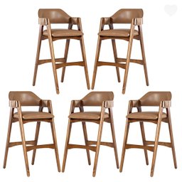 Kit 5 Banquetas Alta para Balcão Lua Madeira Imbuia Impermeável Caramelo L85 Rmi - 1