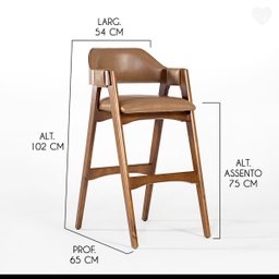 Kit 5 Banquetas Alta para Balcão Lua Madeira Imbuia Impermeável Caramelo L85 Rmi - 4