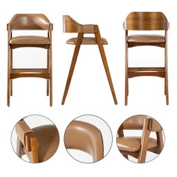 Kit 5 Banquetas Alta para Balcão Lua Madeira Imbuia Impermeável Caramelo L85 Rmi - 2