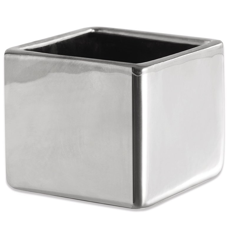 Cachepot prata quadrado em cerâmica - 1