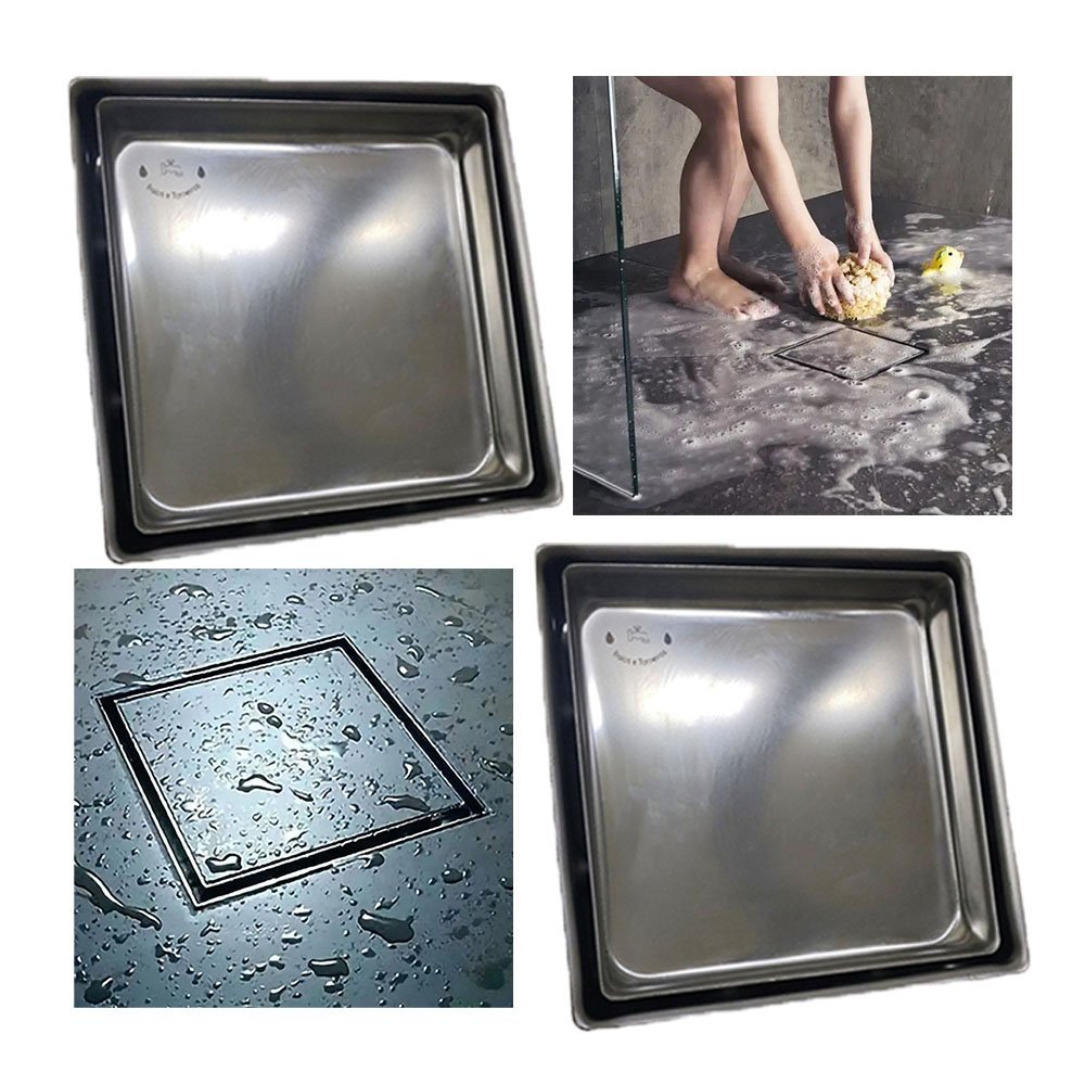 Ralo Oculto Invisivel Kit 2 Uni Anti Odor Inseto Casa Banheiro Cozinha Lavabo Linear 10X10 Limpeza V - 1