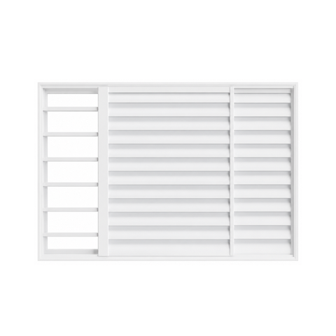 Janela Veneziana 3 Folhas Grade Horizontal em Alumínio Branco com Vidro Liso Incolor 1,50x1,00x7cm