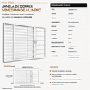 Ver imagem 7 de Janela Veneziana 3 Folhas Grade Horizontal em Alumínio Branco com Vidro Liso Incolor 1,50x1,00x7cm
