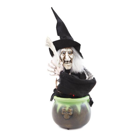 Bruxa Decorativa C/caldeirao Luz/som/movimento 57cm Hallowee