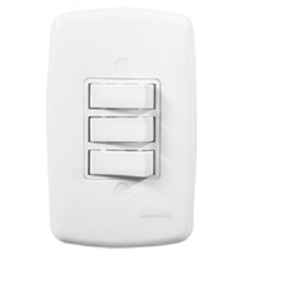 Kit 5 Conjunto Interruptor Triplo Simples Mônaco 10A 4X2 - 1
