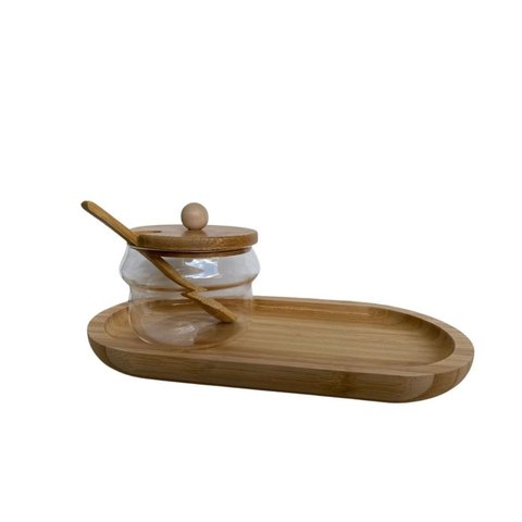 Bandeja de Bambu 24 X 11 Cm com Acucareio Utensilios do Chef