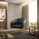Ver imagem 2 de Kit 02 Poltronas Stella Corano Preto Base Industrial Dourada - D’Rossi