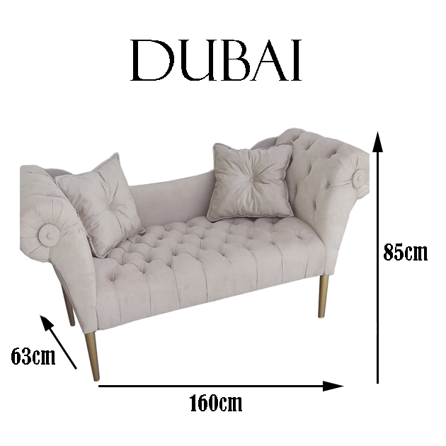 Recamier Sofá Estofado Para Sala de Estar Dubai Suede Bege - DL Decor - 2