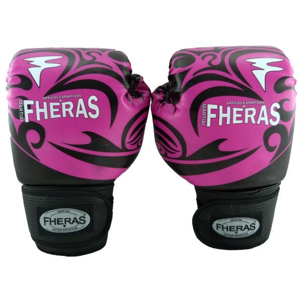 Kit Muay Thai Top Luva Bucal Bandagem 12Oz Tribal Rosa - 3