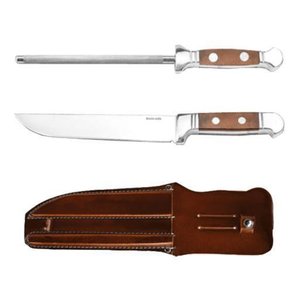 Kit Conjunto Faca + Chaira com Bainha Churrasco Bianchi 6pol