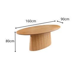 Mesa de Jantar Oval Tampo Laminado Madeira 1,60m X 0,90m - 2