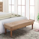 Ver imagem 2 de Divã Recamier Banco Base Madeira para Quarto Gênova 195cm Suede Bege S04 - D'Rossi