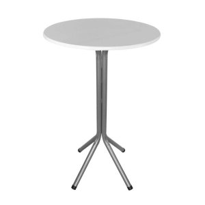 Mesa Bistrô Alto Prata com Tampo Branco Redondo 60cm