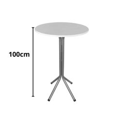 Mesa Bistrô Alto Prata com Tampo Branco Redondo 60cm - 2