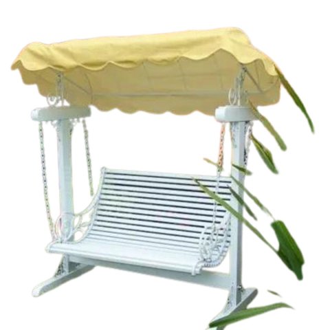 Banco Balanço de Jardim com Toldo Moveis de Jardim - Branco