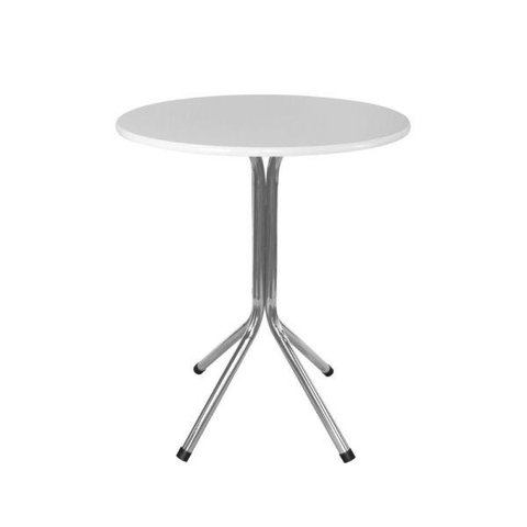Mesa Bistrô Baixo Cromado com Tampo Branco Redondo Fortmix