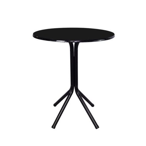Mesa Bistrô Baixo Preto com Tampo Preto Redondo Fortmix