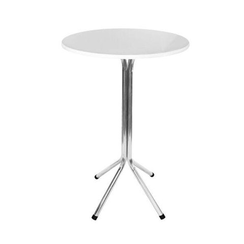 Mesa Bistrô Alto Cromado com Tampo Branco Redondo Fortmix
