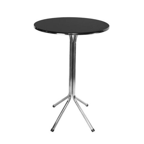Mesa Bistrô Alto Cromado com Tampo Preto Redondo Fortmix