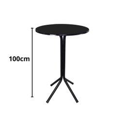Jogo de Mesa Bistrô Tampo Preto Redondo 4 Banquetas Preta Junco e Assento Preto Fortmix - 2