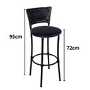 Ver imagem 3 de Jogo de Mesa Bistrô Tampo Preto Redondo 4 Banquetas Preta Junco e Assento Preto Fortmix