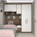 Ver imagem 2 de Quarto de Solteiro com Guarda Roupas Mesa de Cabeceira e Nicho Paris Luciane Móveis