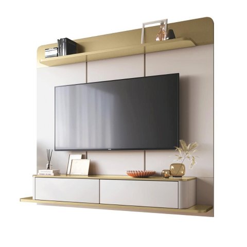 Painel Home Suspenso Galax Tv até 70" Polegadas Off White/campanhe