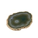 Ver imagem 1 de Platter Pedra Ágata Verde Pequena de 15 À 20cm com Banho de Ouro na Borda
