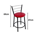Ver imagem 2 de Kit 3 Banquetas Baixa Preta com Assento Vermelho Fortmix