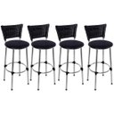 Ver imagem 1 de Kit 4 Banquetas Alta Cromada Junco Preto com Assento Preto Fortmix