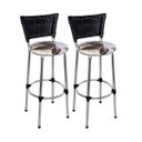 Ver imagem 1 de Kit 2 Banquetas Alta Cromada Junco Preto com Assento Floral Marrom Fortmix
