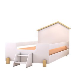 Cama Infantil Casinha com Escada Ayla Divaloto Branco/Natural - 3