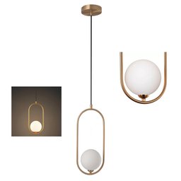 Lustre Pendente Luminaria Teto E27 Globo Oval Decoraçao Moderna Casa Sala Recepçao Apartamento Ilumi - 2
