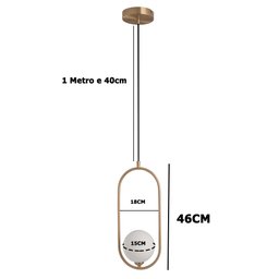Lustre Pendente Luminaria Teto E27 Globo Oval Decoraçao Moderna Casa Sala Recepçao Apartamento Ilumi - 7