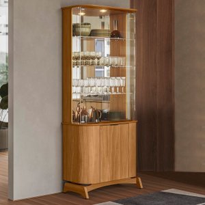 Cristaleira Porta de Vidro com Espelho e Led Zuni Ypê N02 - Mpozenato