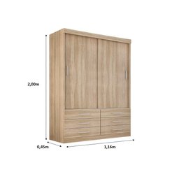 Guarda Roupa Solteiro Capri 2 Portas Correr 6 Gavetas - 4