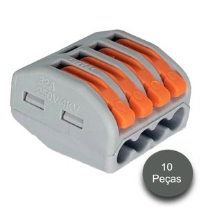 Emenda Eletrica Tipo Borne 4 Entradas 10 Peças Alltech Kit Conector 4 Entradas