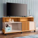 Ver imagem 1 de Rack Bancada de Tv 50 Pol 136cm Graci Cinamomo/off White - Hb Móveis