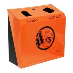 Suporte para Descarte de Pilhas e Baterias com Adesivo Cor:laranja - 1