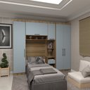 Ver imagem 2 de Quarto de Solteiro com Guarda Roupas e Mesa de Cabeceira Paris Luciane Móveis