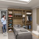 Ver imagem 3 de Quarto de Solteiro com Guarda Roupas e Mesa de Cabeceira Paris Luciane Móveis