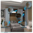 Ver imagem 5 de Quarto de Solteiro com Guarda Roupas e Mesa de Cabeceira Paris Luciane Móveis