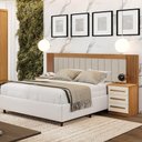 Ver imagem 2 de Cabeceira Casal Valência Estofada Extensível com Mesa de Cabeceira Império Cinamomo Off White