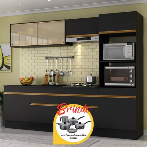 Armário Cozinha Completa 5 Pç C/rodapé Made Mp2181 Multimóveis + Brinde Jogo de Panelas Tramontina